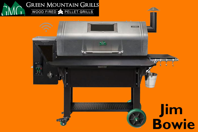 The Green Mountain Jim Bowie pellet grill comes equipped with Wi-Fi technology. This feature allows the user to monitor and control the grill's temperature from their smartphone or tablet, ensuring precise cooking even from a distance.