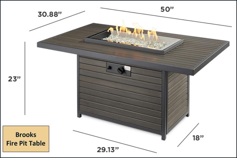 Brooks Fire Pit Table Dimensions